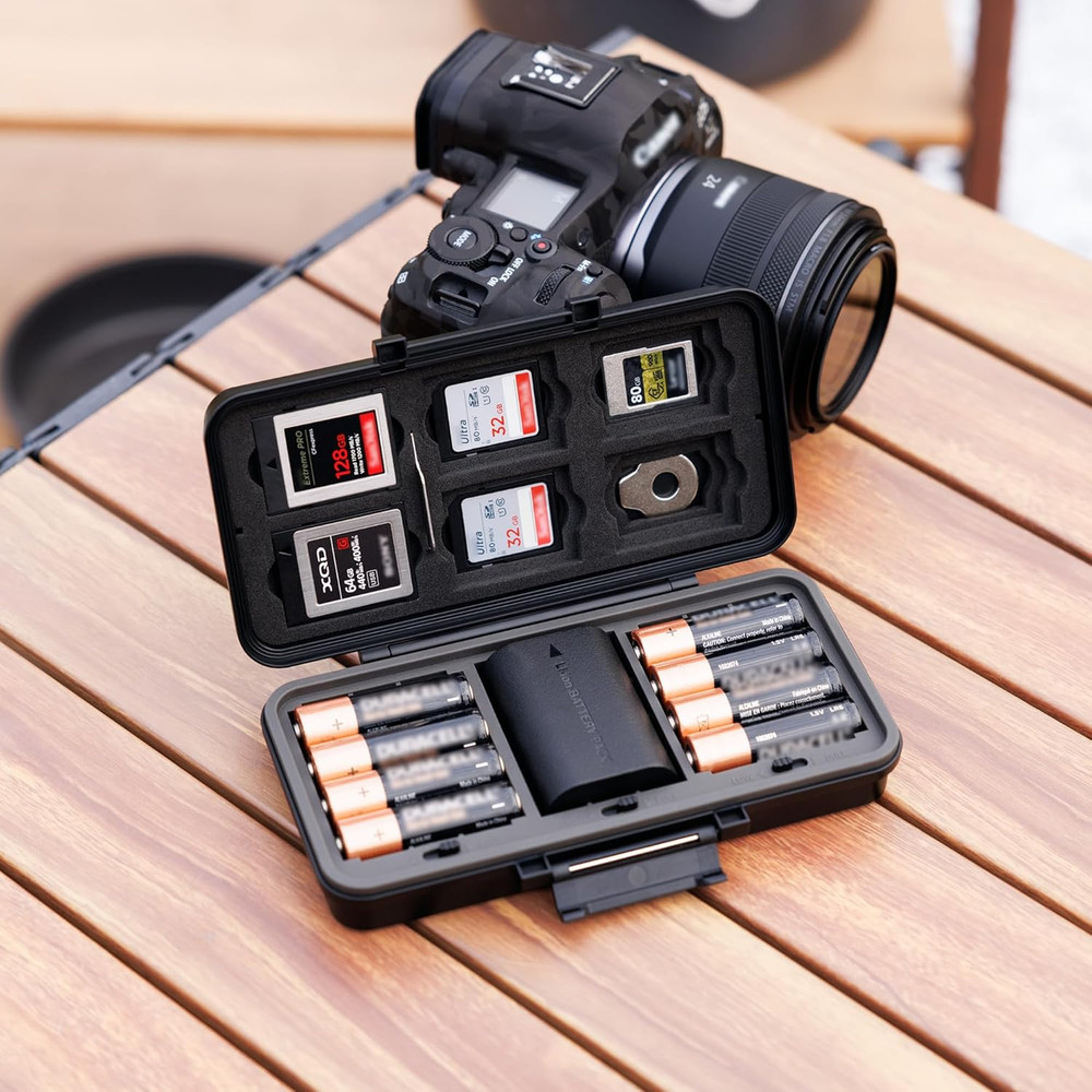 JJC Multi-Function Camera Battery Memory Card Storage Case for 6 SD Card,6