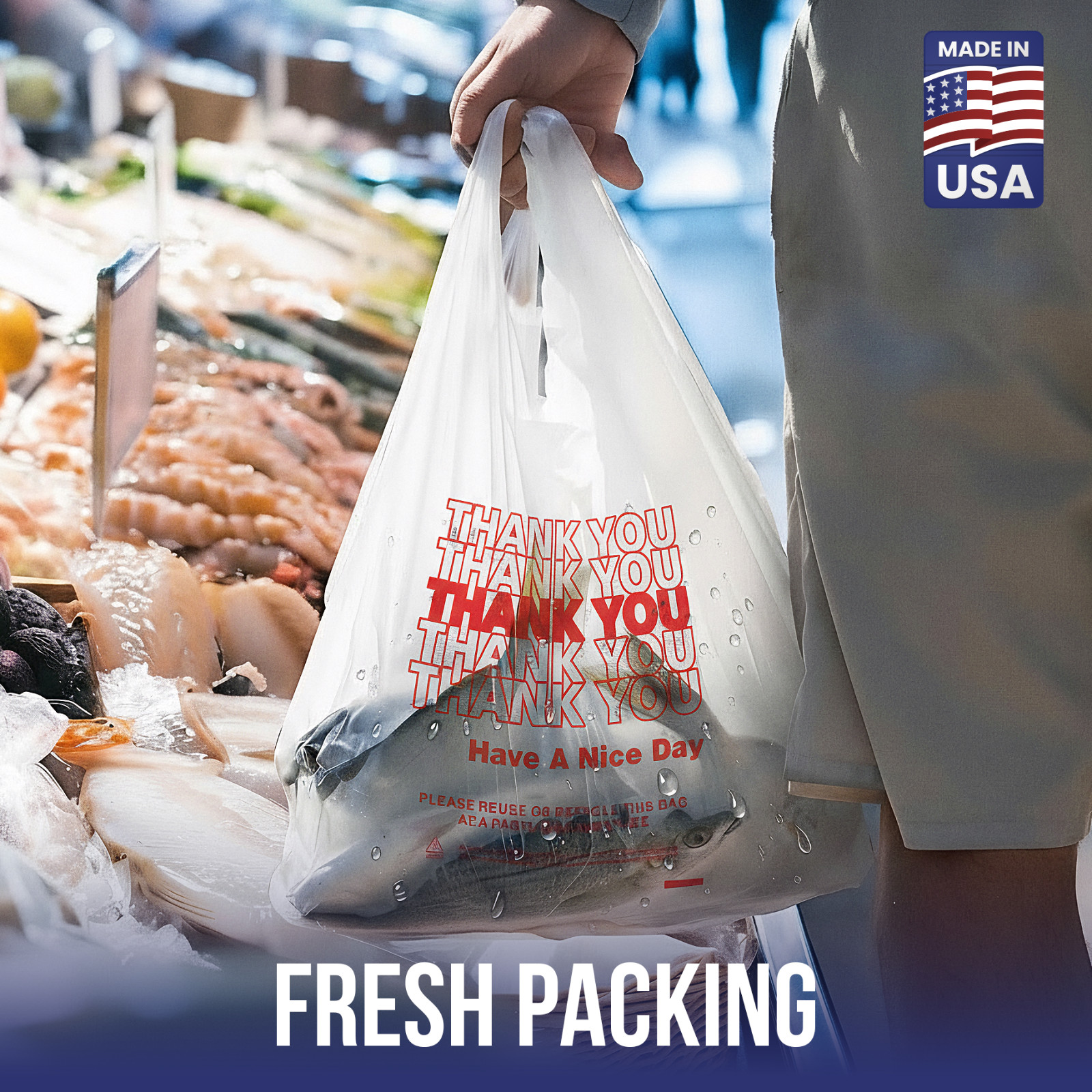 Thank You Plastic T-Shirt Bags 11.5x6.5x21 for Grocery Retail Shopping 100 pack