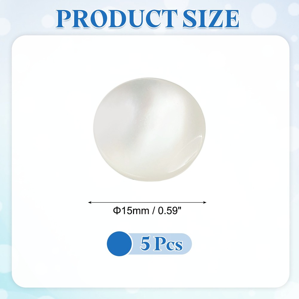 5Pcs Natural Shell Button, 15mm Curved Shell Shank Buttons, Beige/Silver