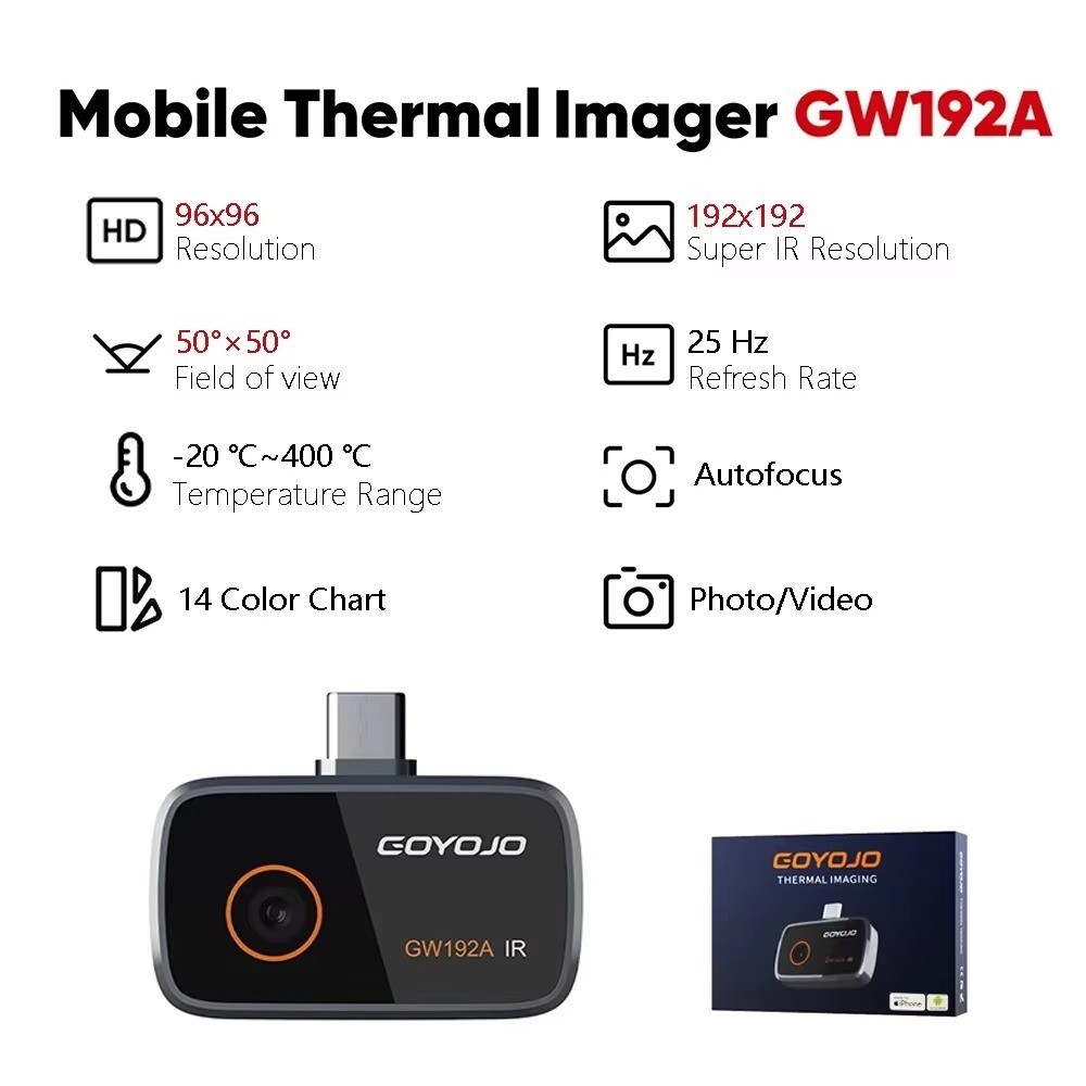 GOYOJO Thermal Camera 512x384 Android iPhone Infrared PCB HVAC Tool