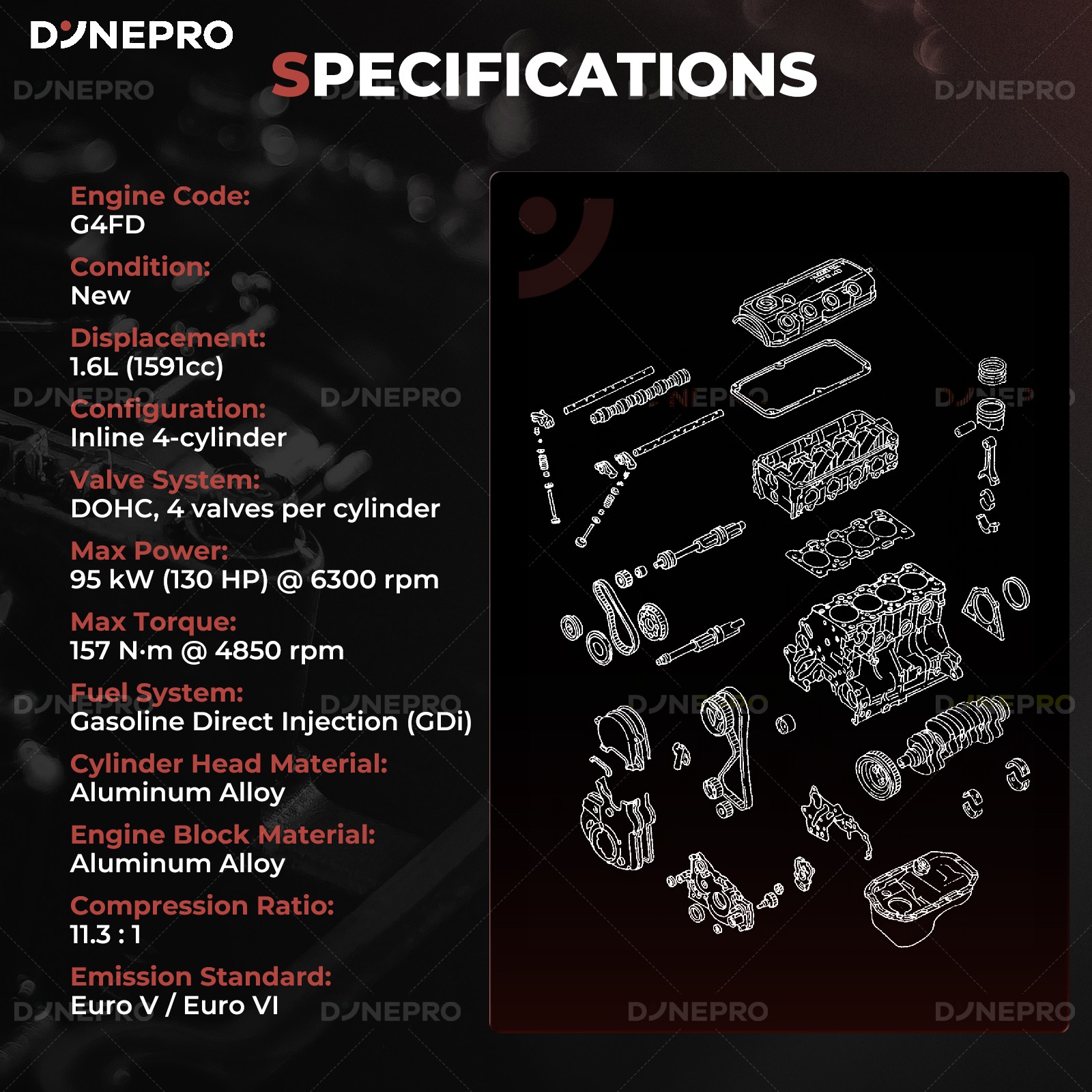 G4FD Engine Long Block Assy For 12-19 Hyundai Veloster Accent Kia Rio Soul 1.6L