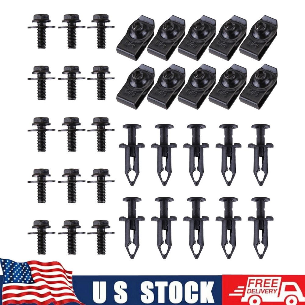 35PCS For Audi Engine Under Cover Splash Shield Guard M6 Bolts & U-nut Clips