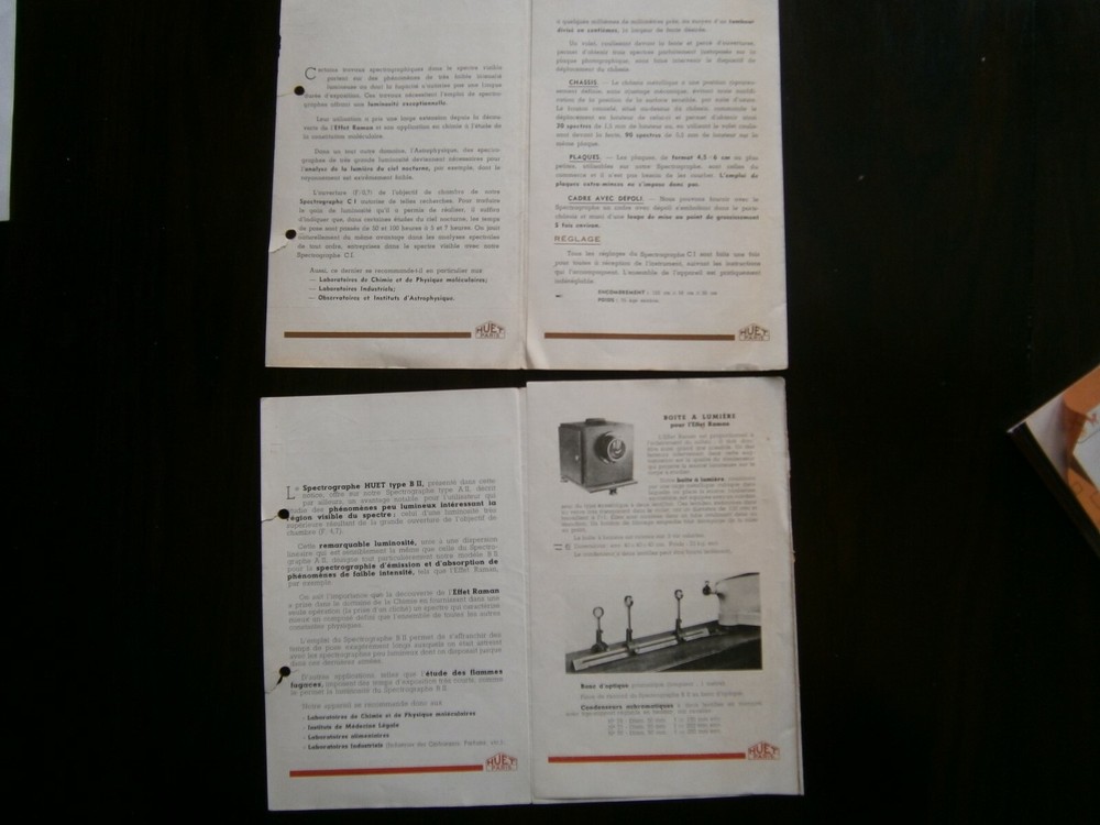 2 Huet Paris Spectrographe Brochures