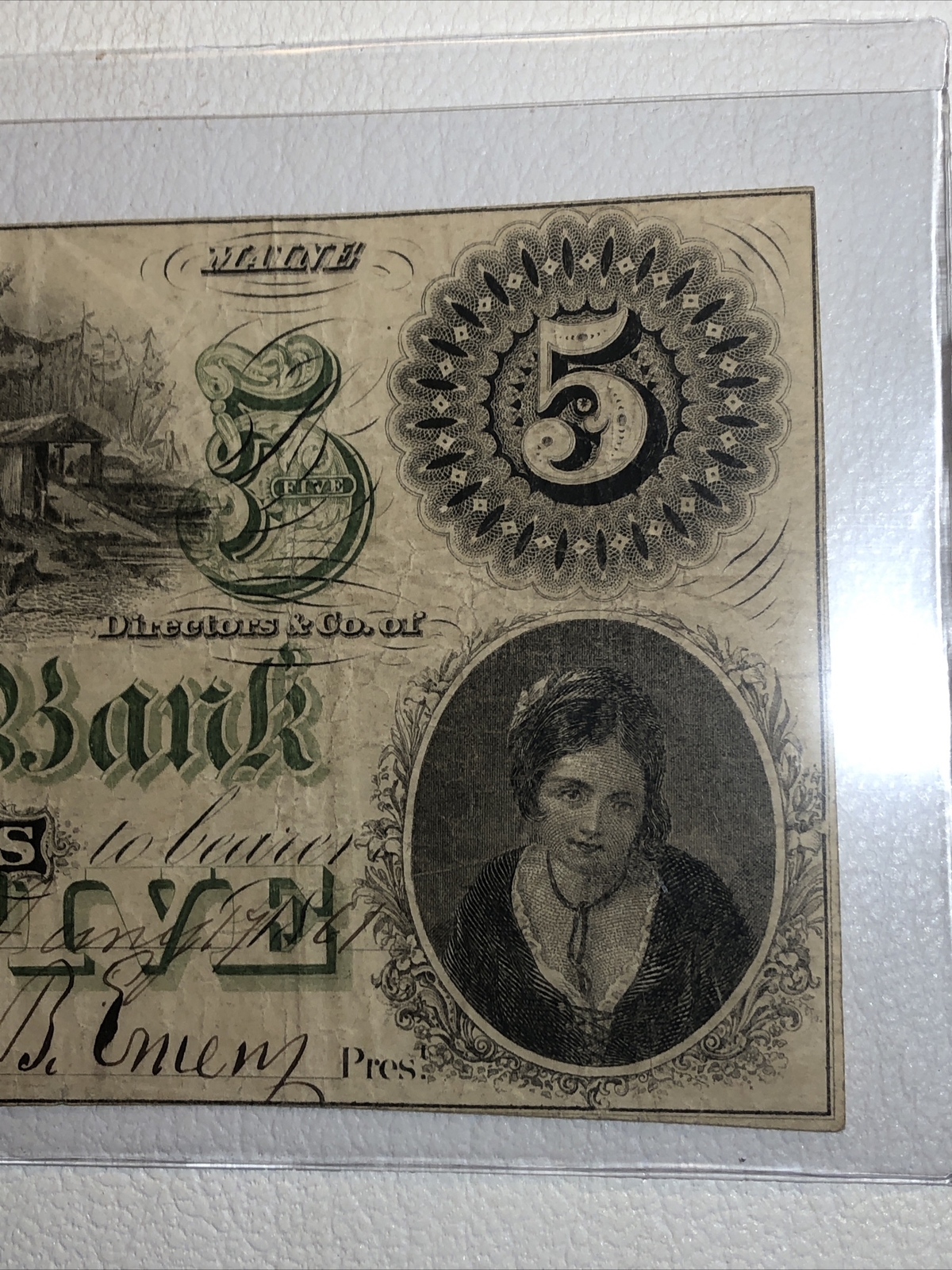 obsolete currency The Sanford Bank, Maine 1861 $5 S/n 481