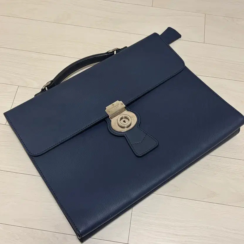 Burberry Leather Briefcase Blue Official