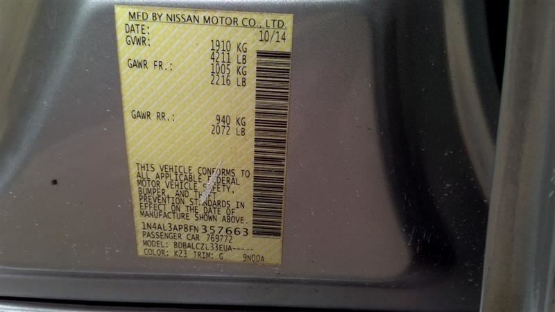 ALTIMA    2015 Fuse Box Cabin 1036499661