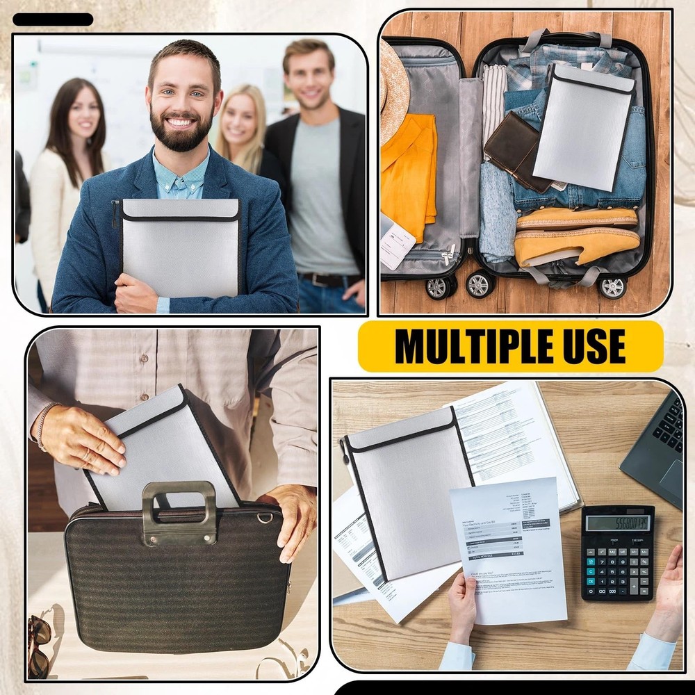 Relaxweex 3 Pack Fireproof Waterproof Document Bag (2000℉) Fire Proof Money B...