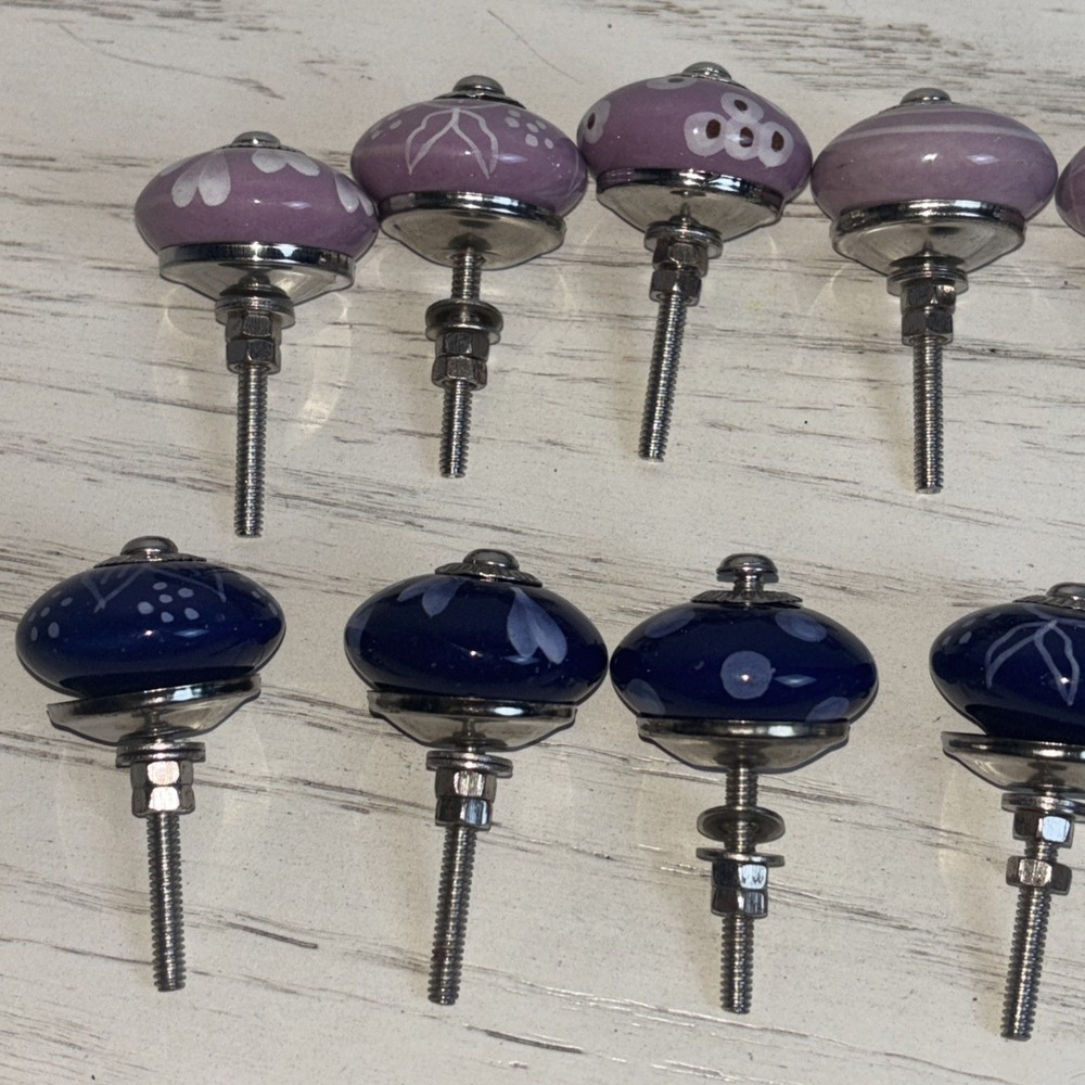 Drawer Cabinet Knobs Ceramic **ONLY LAVENDER AVAILABLE* 1.5" Diameter 2.5" Long