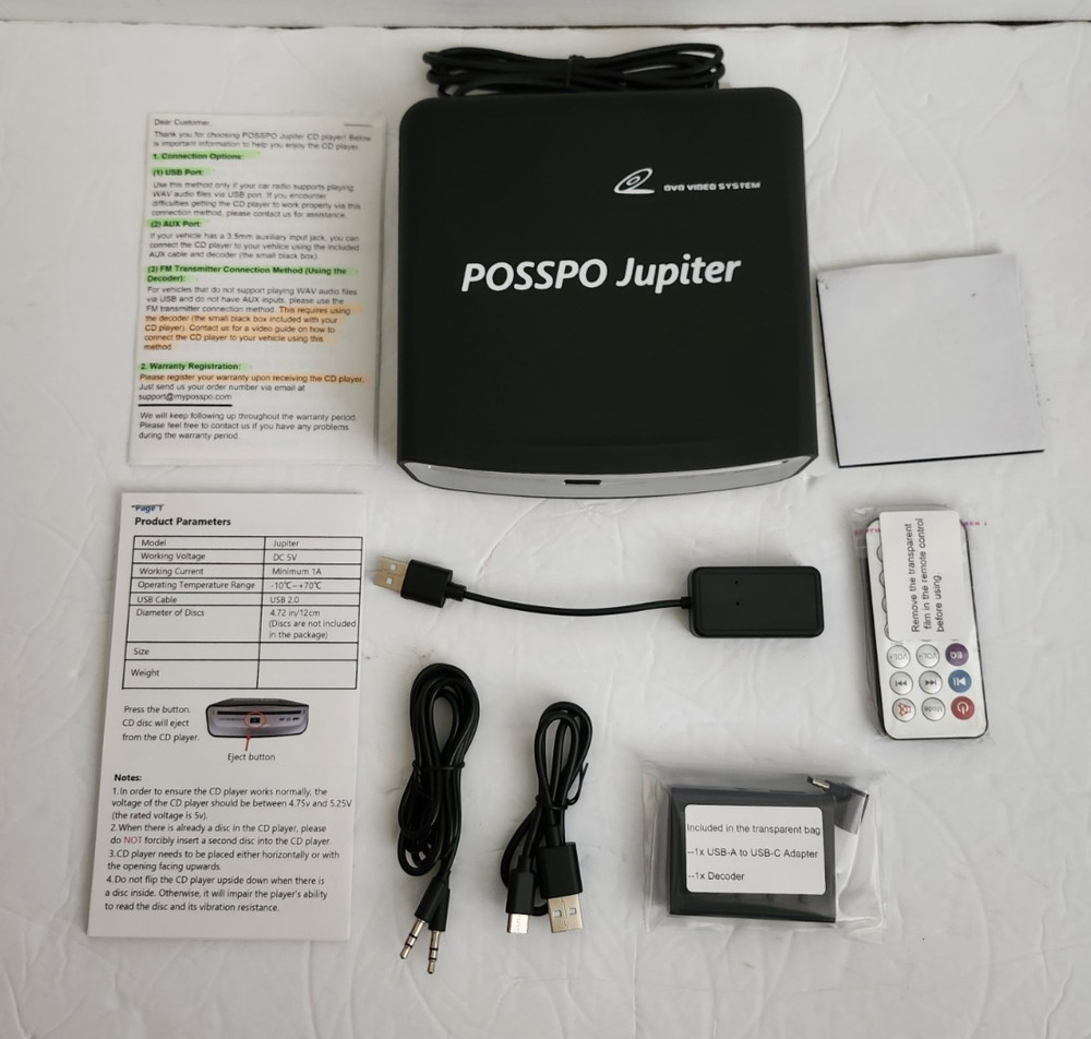 Posspo Jupiter CD/DVD Player Portable External