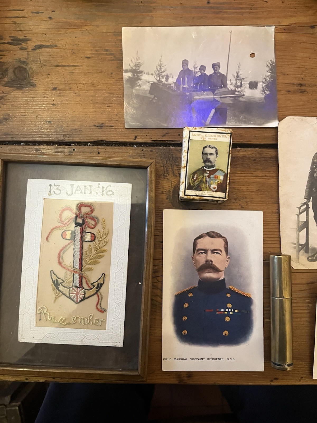 Original Rare WW1 Collection Photographs Trench Art Lighter Kitchener Matchbox