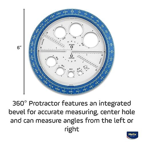 Angle and Circle Maker with Integrated Circle Templates, 360 Degree, 6 Inch /