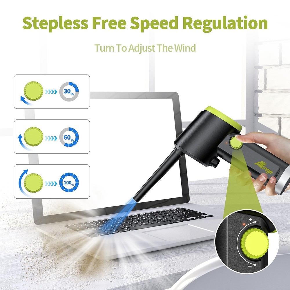 Compressed Air Duster, Electric Air Duster, Handheld Cordless Air Duster, Ste...