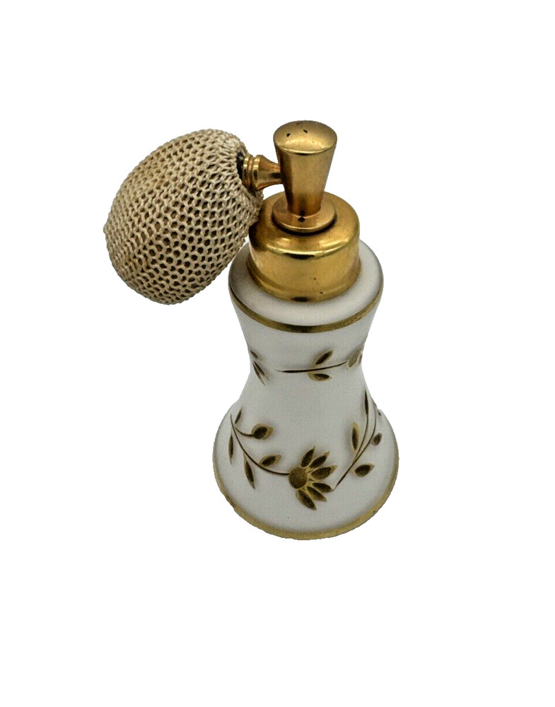 Vintage West Germany Perfume Atomizer Gold Leaf Floral Vine Pattern