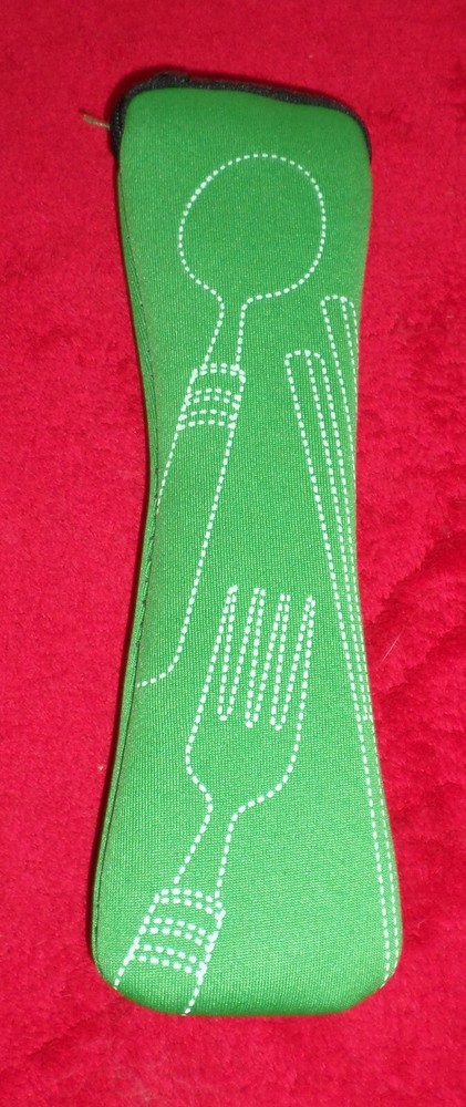 EUC Fabric Zip Flatware Travel Pouch - Green