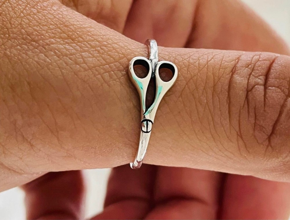Sterling Silver Scissors Band Ring Size 9