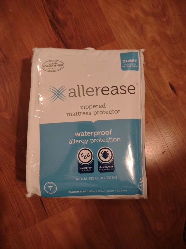 AllerEase Waterproof Allergy Protection Zippered Mattress Protector, Queen