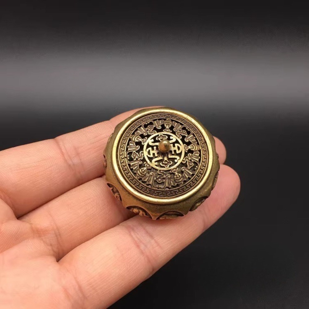 Solid Brass Mini Incense Burner with Lid for Meditation Decoration