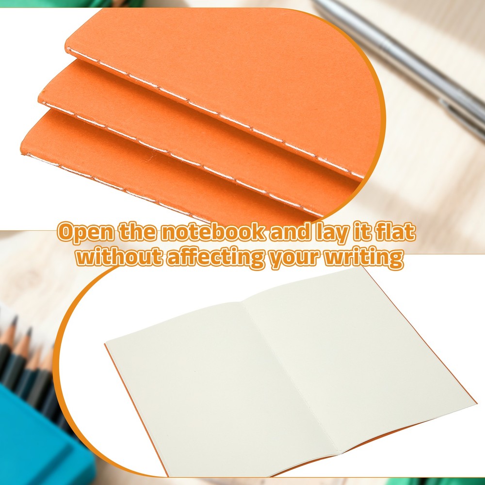 3 Pack A5 Notebook, A5 Journal Mini Notebook Pocket Unlined,Orange