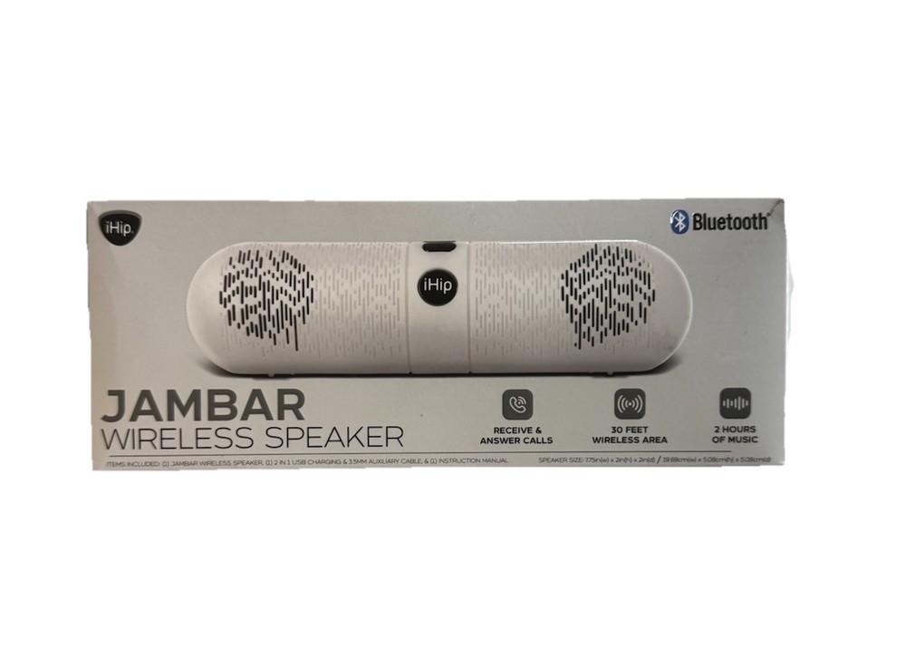 iHip JamBar Bluetooth Speaker White Portable Wireless 5W USB