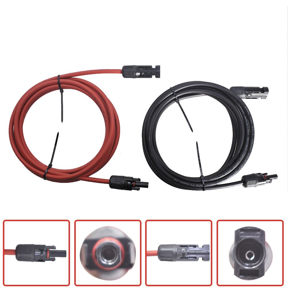Labwork 1 Pair 10 Feet Black + Red Solar Panel Extension Cable Wire Connector