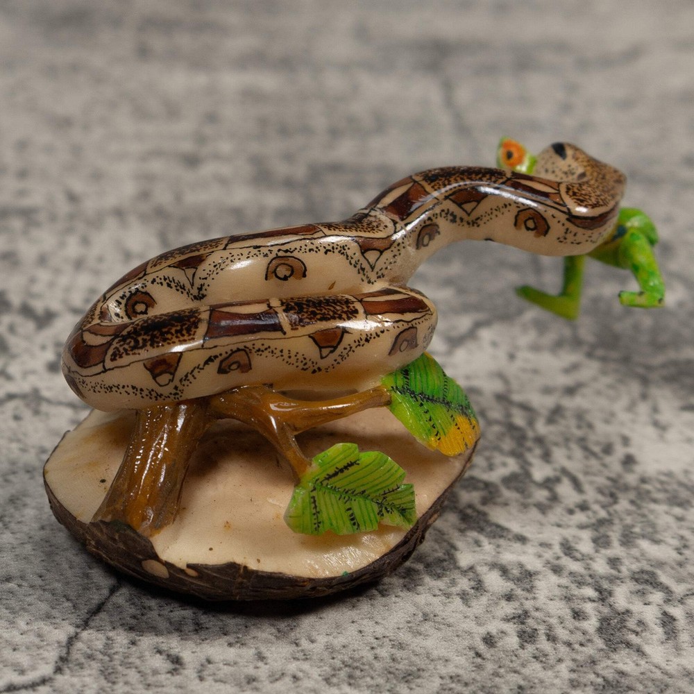 Snake Eating Frog Tagua Carving