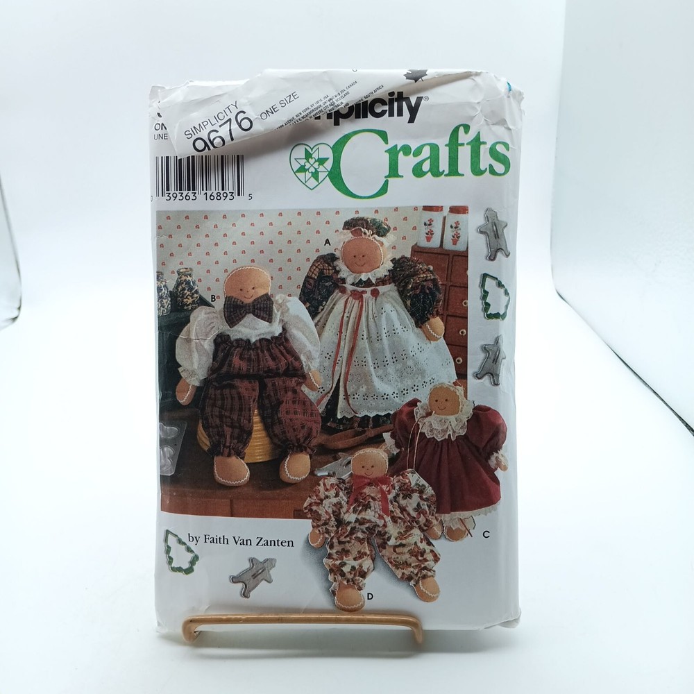 Simplicity Crafts 9676 Vintage Gingerbread Doll & Clothes Sewing Pattern 1995