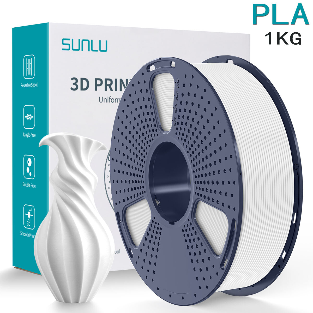 (BUY 3 GET 2 FREE,Add 5) SUNLU PLA+2.0/PLA/SILK/ABS/PETG 3D Filament 1KG 1.75mm