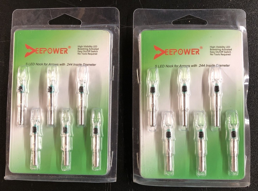 DEEPOWER LED Green Lighted Nock For Arrows With .244 Inside Diameter - 2 Package