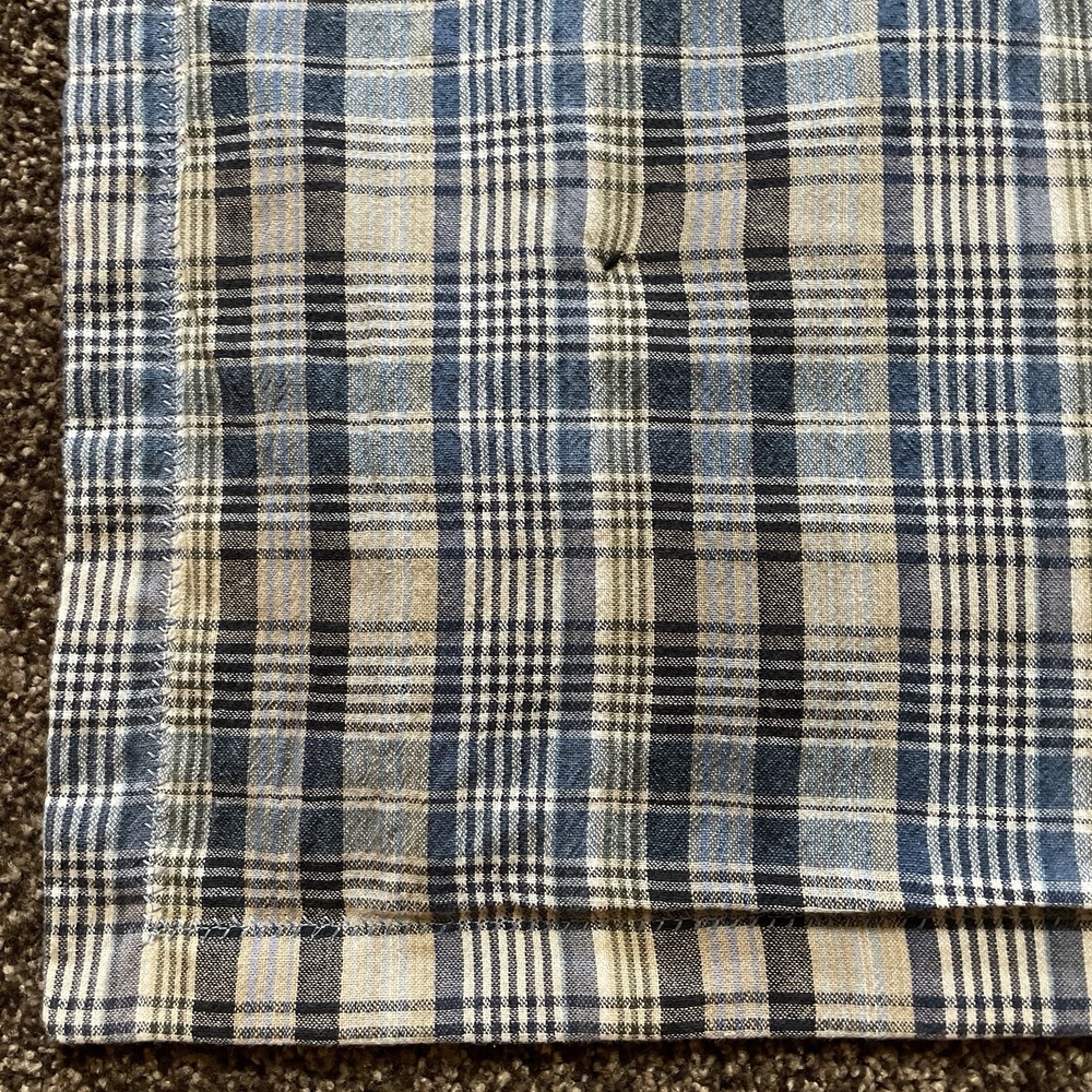 Blue Patchwork Lap Quilt Wall Hanging Handcrafted Machine Stitched 36 x 42 MINT