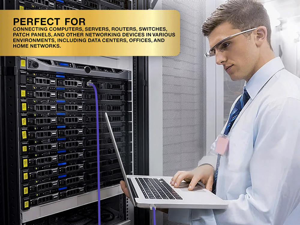 10ft Cat5e UTP Non-Booted Ethernet Network Patch Cable 24AWG Bare Copper, Purple