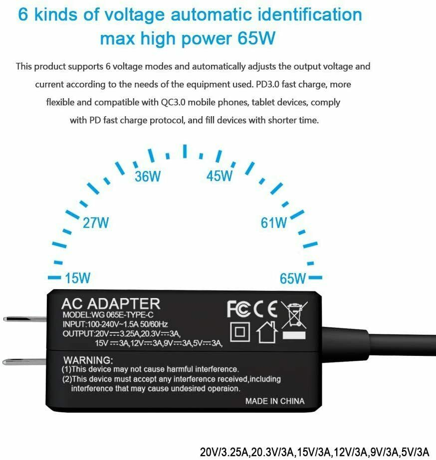 65W Charger for JBL Xtreme 3 Charger USB C Power Supply Charger Wireless Speaker