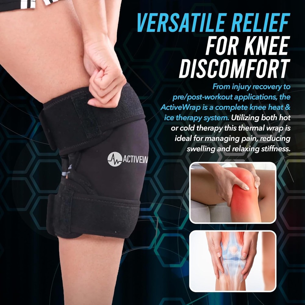 Knee Ice Pack Wrap Cold Compression Brace with 2 Gel Pads Reusable