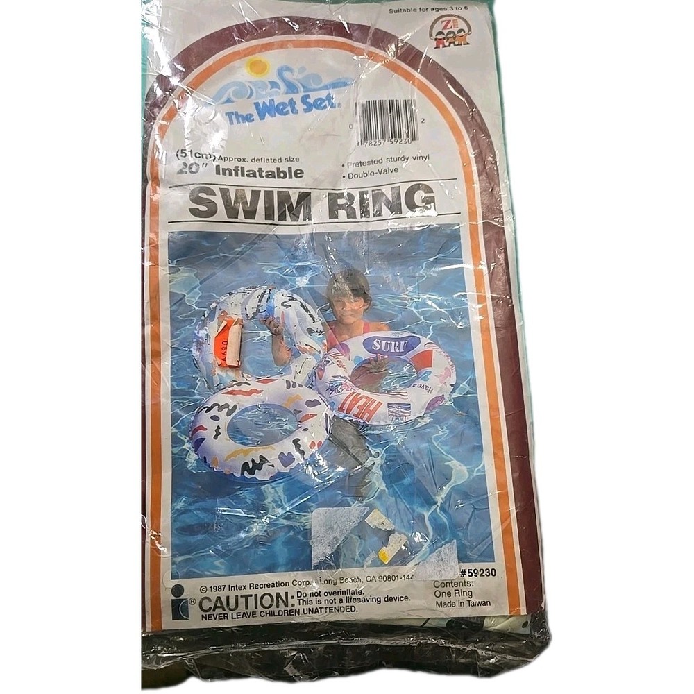 Intex The Wet Set Swim Ring Float 1987 Vintage Colorful Summer Pool