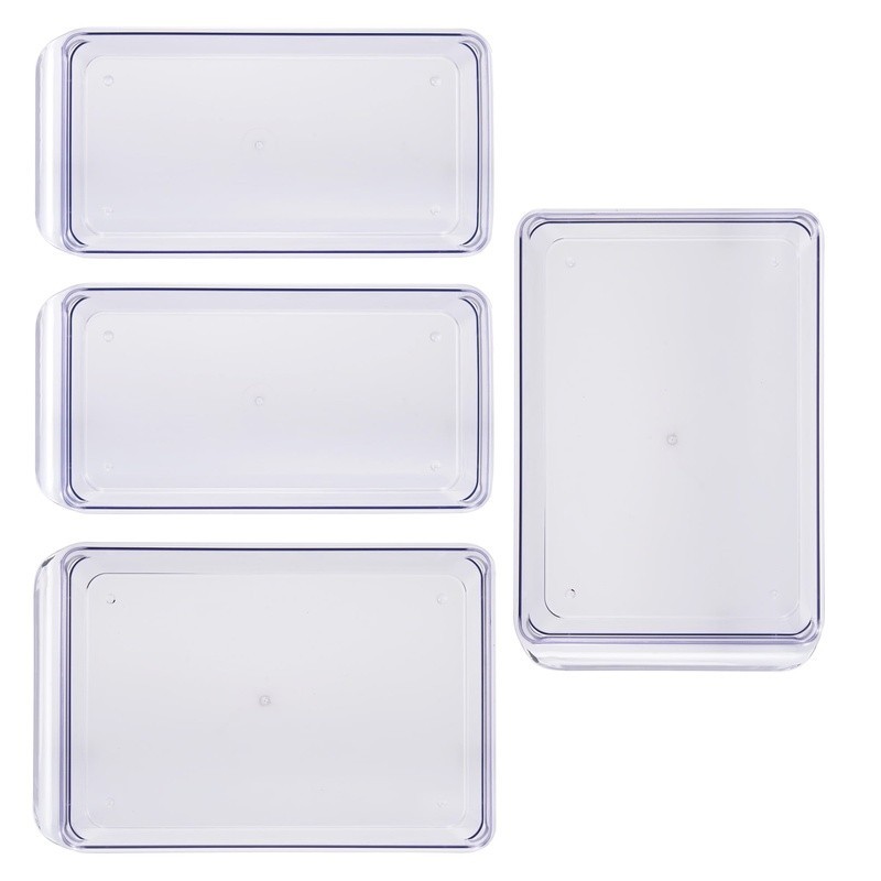 Clear Plastic Fridge Organizer Bins 4 Pack Stackable Storage Freezer Safe New