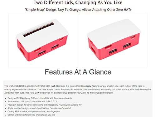 USB HUB HAT Board with ABS Case Box for Raspberry Pi Zero 2W/2WH/Zero,