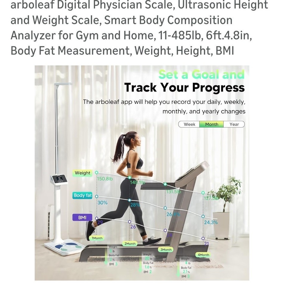 Arboleaf Digital Ultrasonic Height & Weight Smart Scale