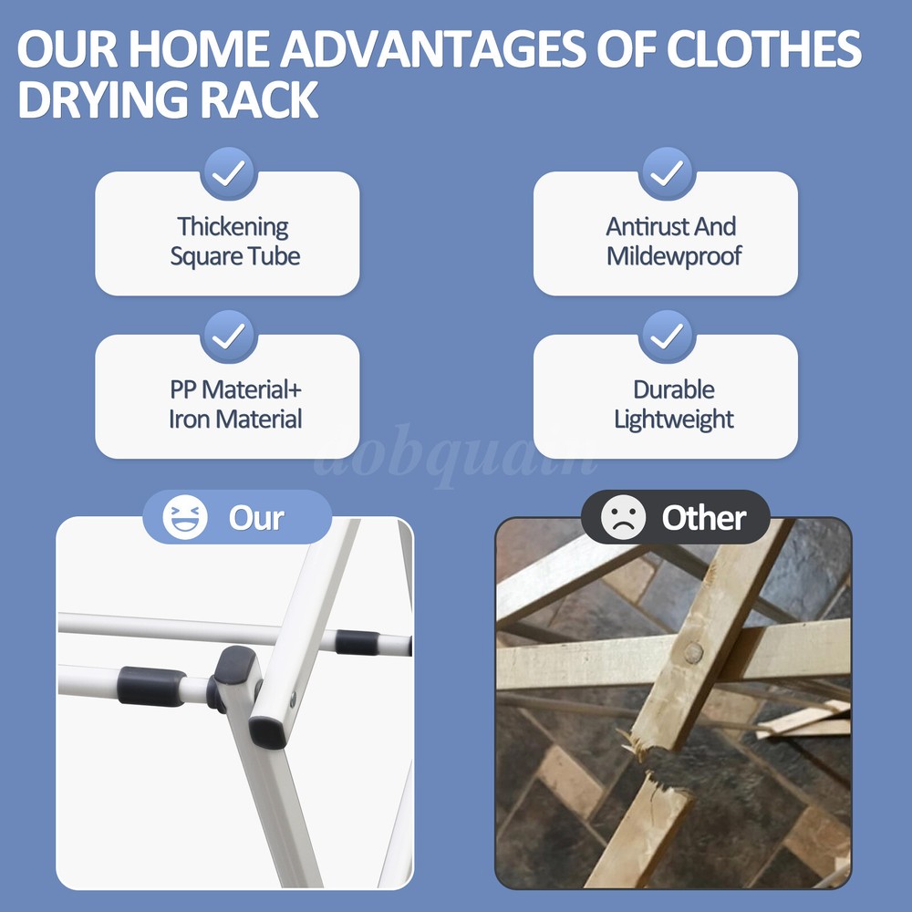 1 Clothing Laundry Dry Rack Telescopic Folding Drying Rack Space Saving White