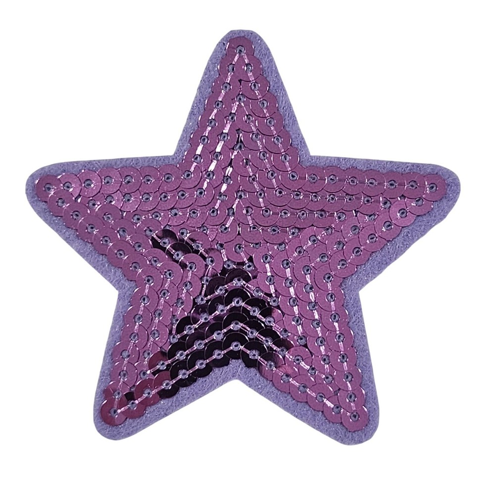 Sequin Purple Star - Embroidered Patch