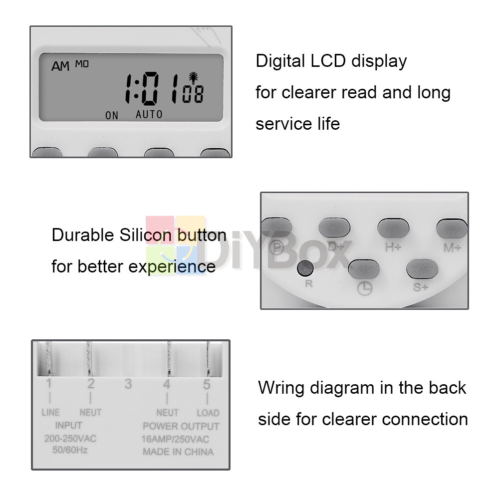 DC12/24V AC110V/220V Timer Switch Digital LCD Programmable Control Time Relay