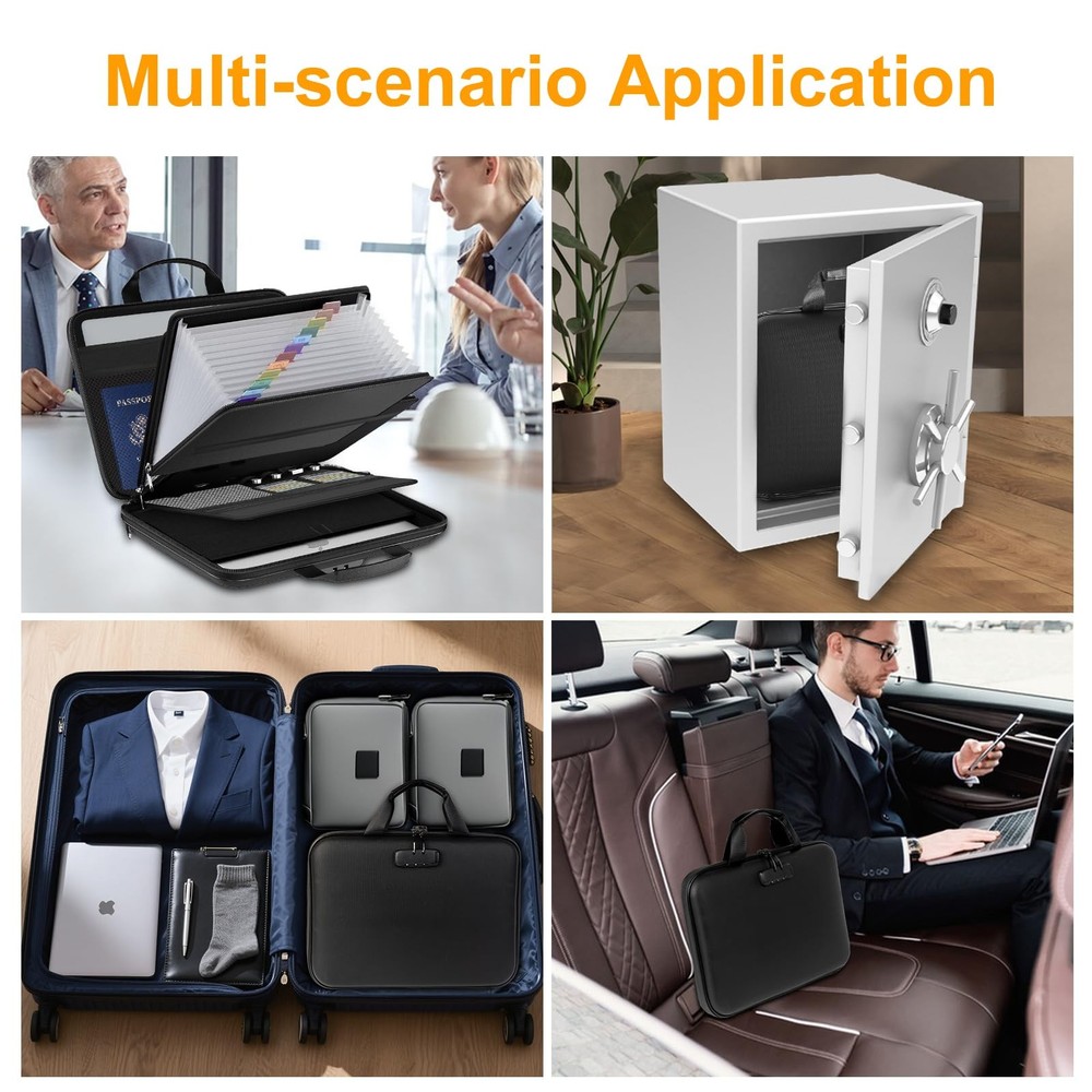 Fireproof Document Storage Box with Lock - Portable Hard Case Organizer