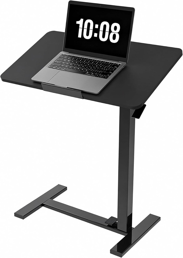 Adjustable Overbed Bedside Table W/ Hidden Wheels Mobile Standing Desk