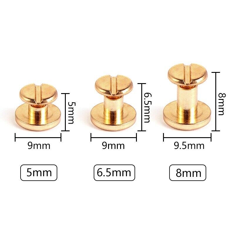 Flat Belt Craft Chicago Solid Rivet Screw Leather Nail Stud Heads Brass