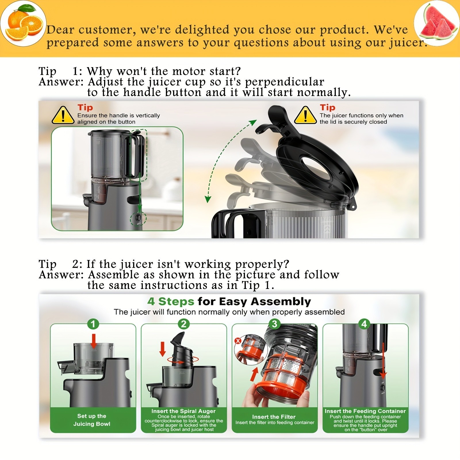Cold Press Masticating Juicer 350W Slow Juicer Wide Feed Chute High Juice Yield