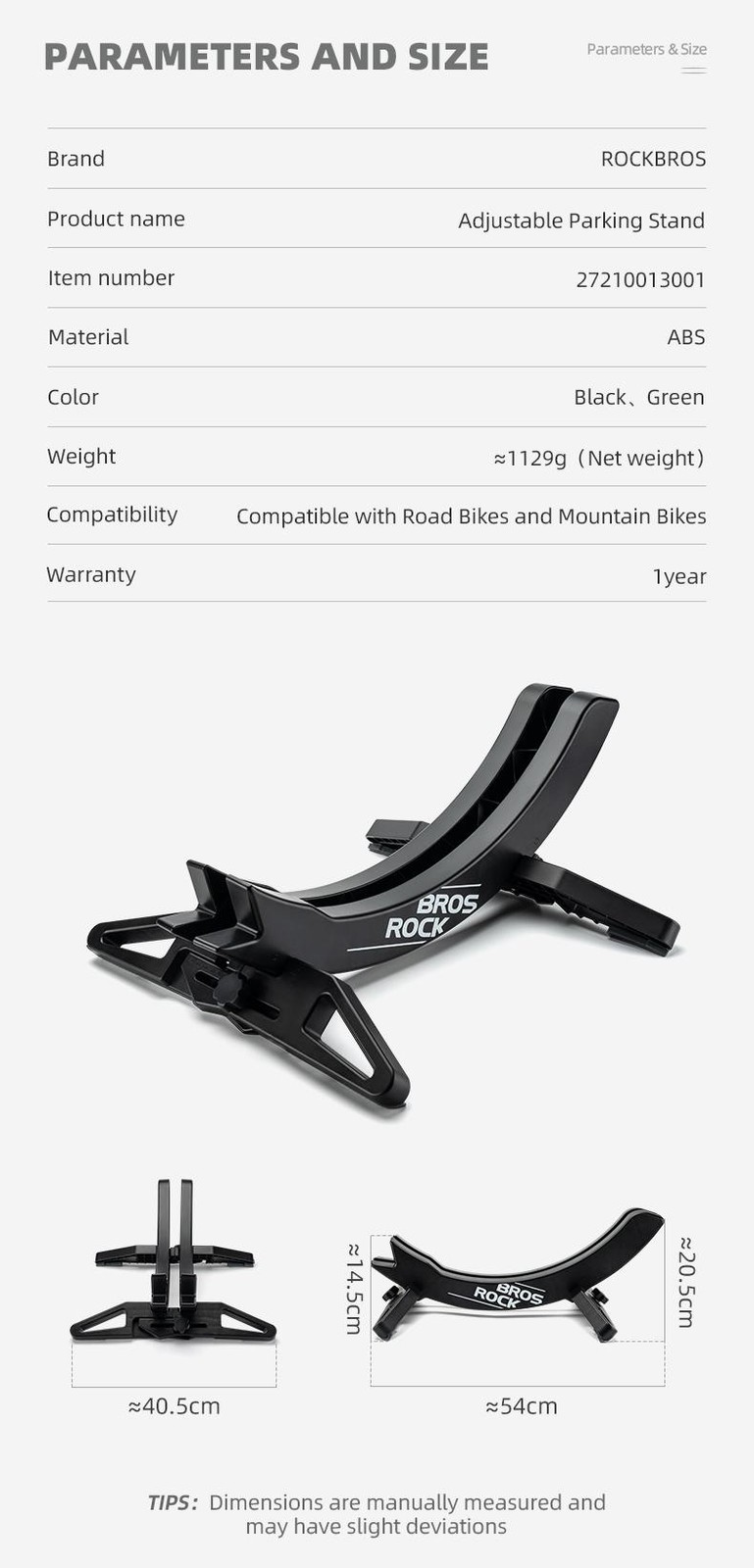 Rockbros Bike Stand Bicycle Parking Display Stand Adjustable for Road and Mounta