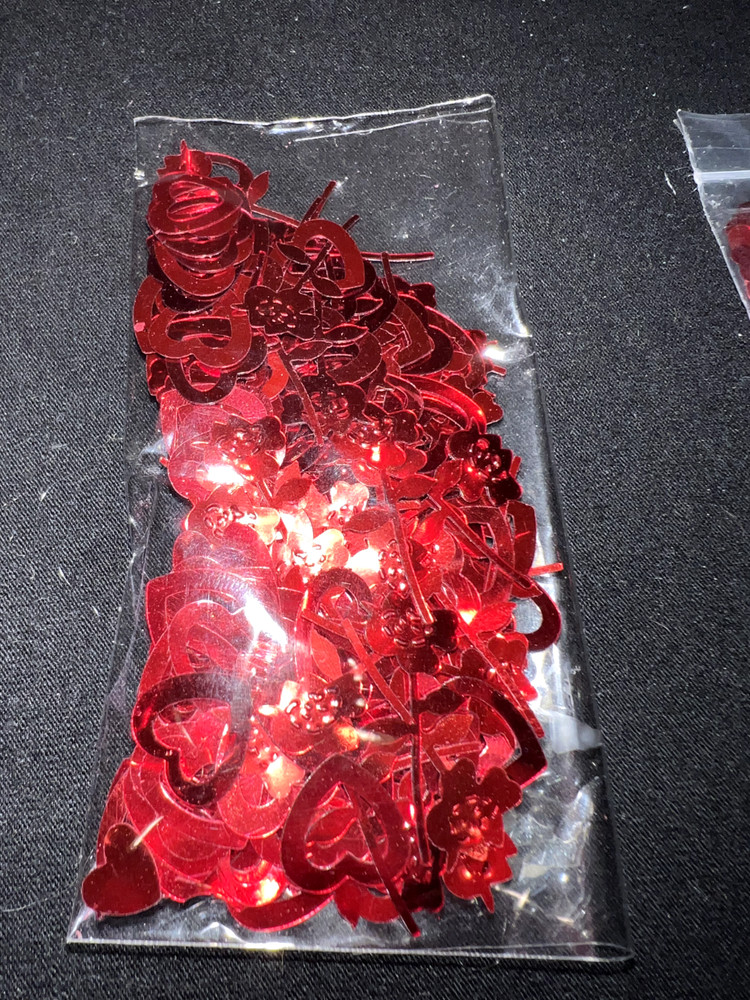 3 Small Pkgs ~1 oz total Valentine Heart Shaped Glitter Pink, Red & Assorted