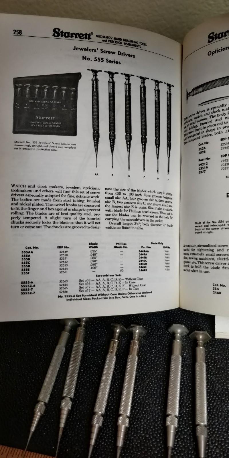 FULL SET Vintage The L.S. Starrett Co. S555-6 Jewelers6 Piece Screwdriver Set