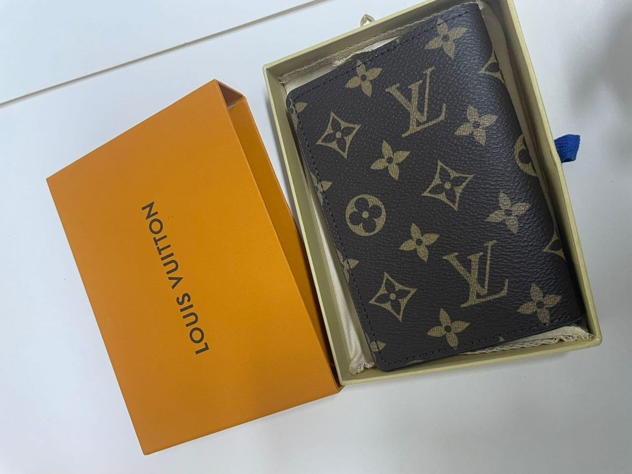LV Louis Vuitton Pocket Organizer Monogram Eclipse Brown