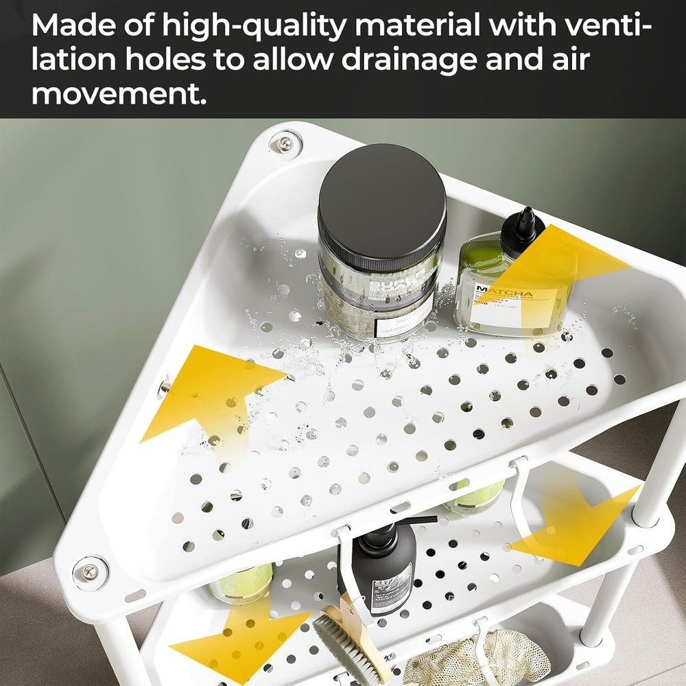 4 Tier Floor Standing Shower Caddy - Splicing Rustproof Corner Shelf Organizer