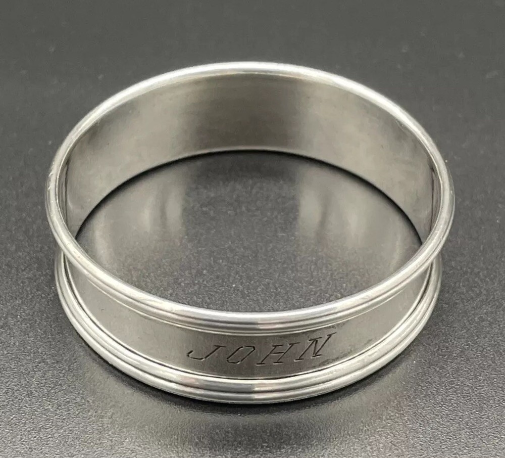 Sterling Silver Napkin Ring Name Engraved “JOHN” Webster & Co