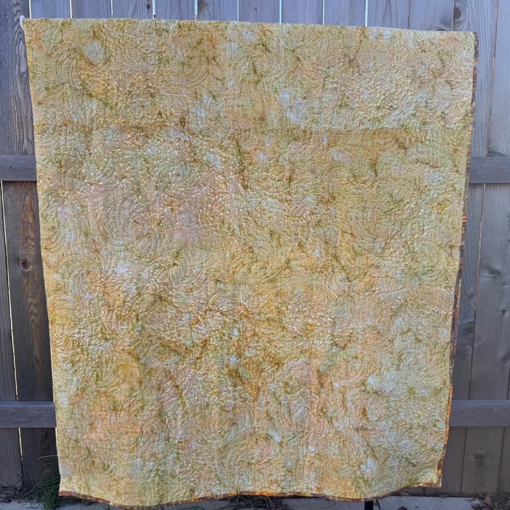 Handmade Patchwork Quilt King Machine Stitched Abstract Orange Purple Yellow